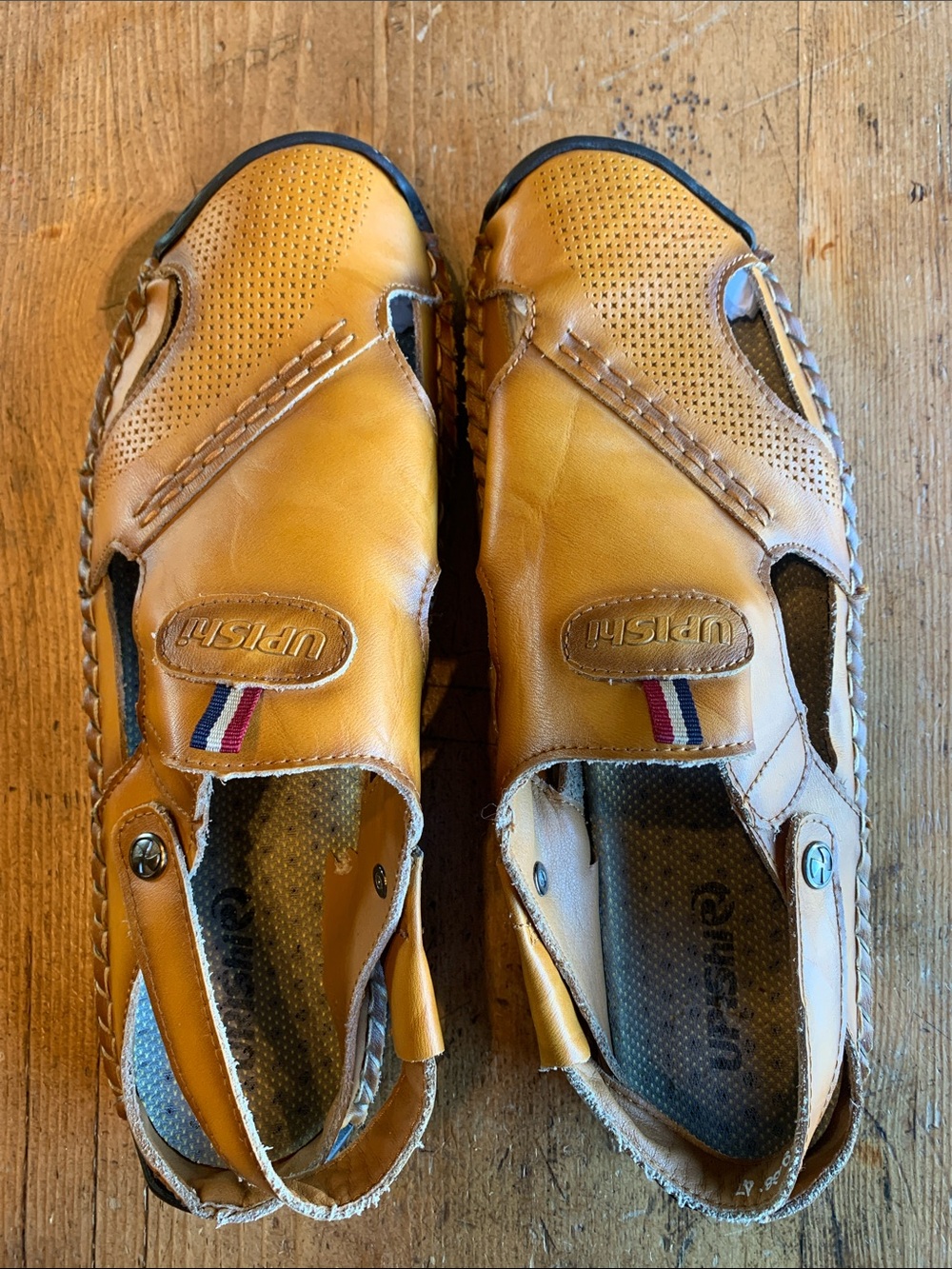 Upishi Leather Men's Slip-On Leather Sandals - Tan